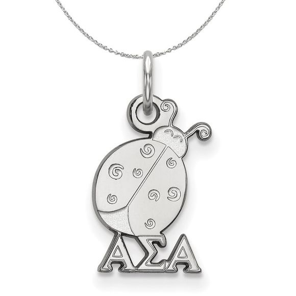 Sterling Silver Alpha Sigma Alpha XS (Tiny) Pendant Necklace - 16 Inch - Picture 1 of 7